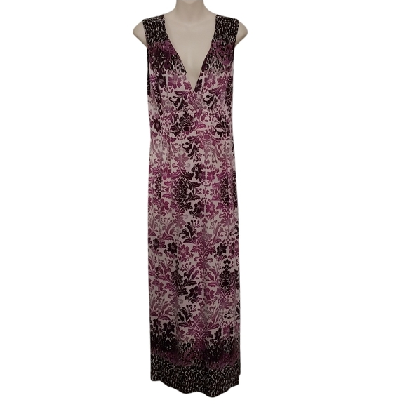 🎟️BOGO FREE🎟️  Half Moon Maxi Dress Empire Waist Sleeveless Floral Sz M - Picture 1 of 7